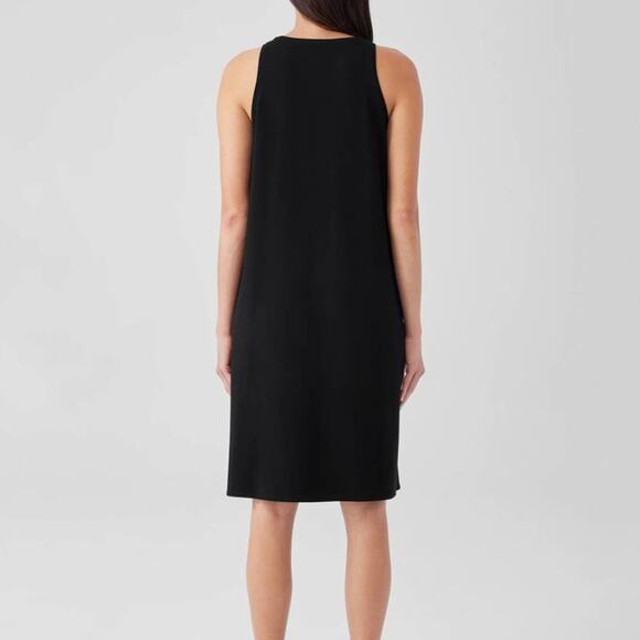 EILEEN FISHER Stretch Jersey Knit Crew Neck Tank Dress Black {A7} - Picture 3 of 3